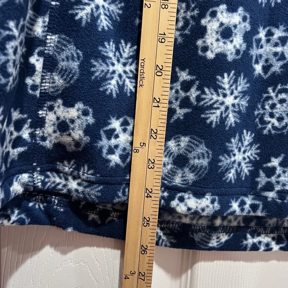Lands End Fleece Quarter Zip Pullover Top Navy Snowflake Print Womens NWT Winter - Image 4