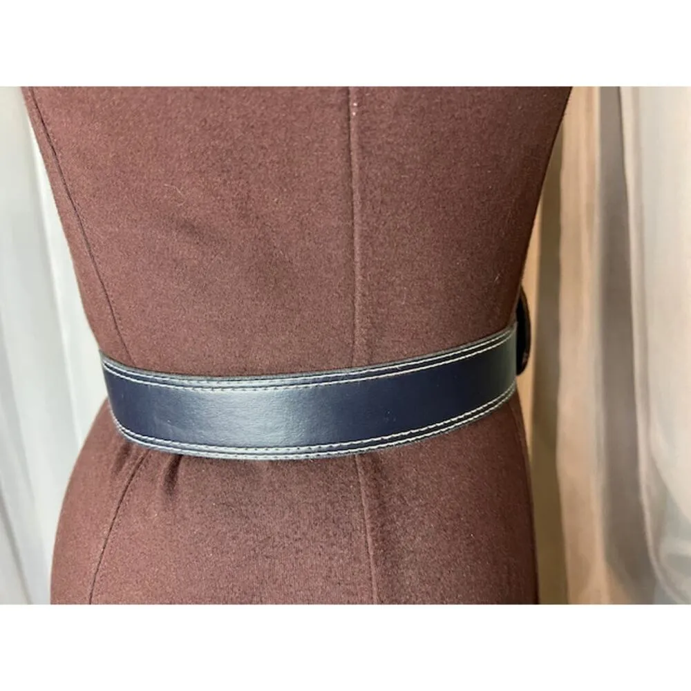 belt navy white stitching mod vintage Black - Image 8