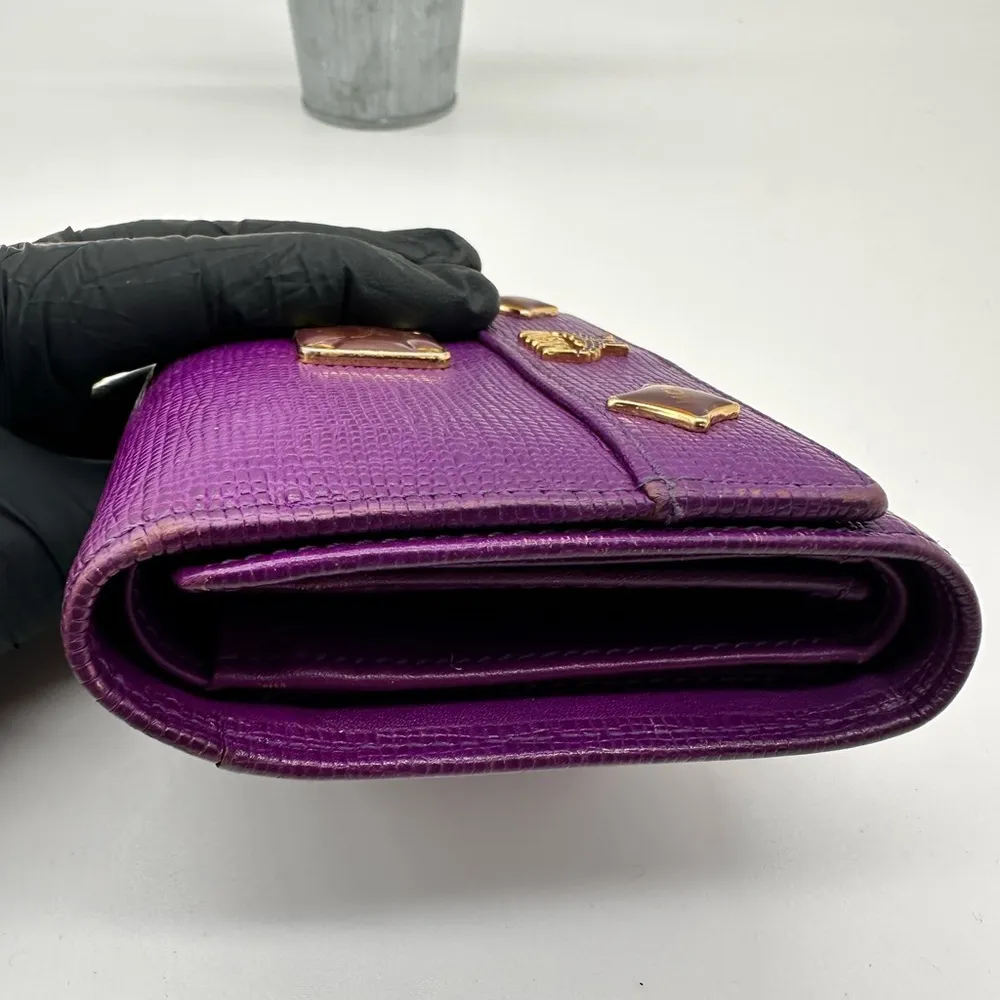 MCM Violet Wallet with Gold Details - Image 4