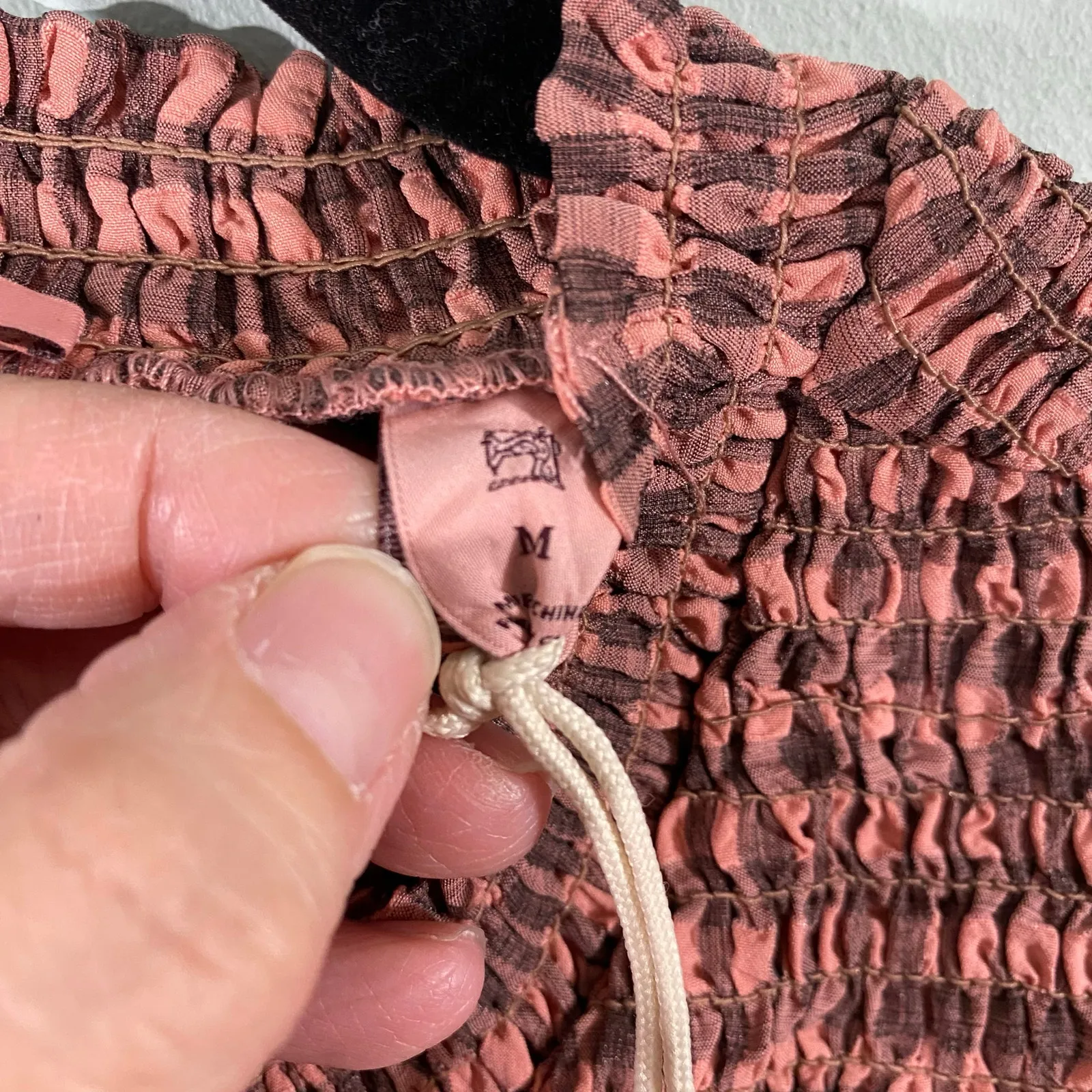 Scotch & Soda Women Pink Gingham Smocked Long Sleeve Midi Dress Size M NWOT - Image 5