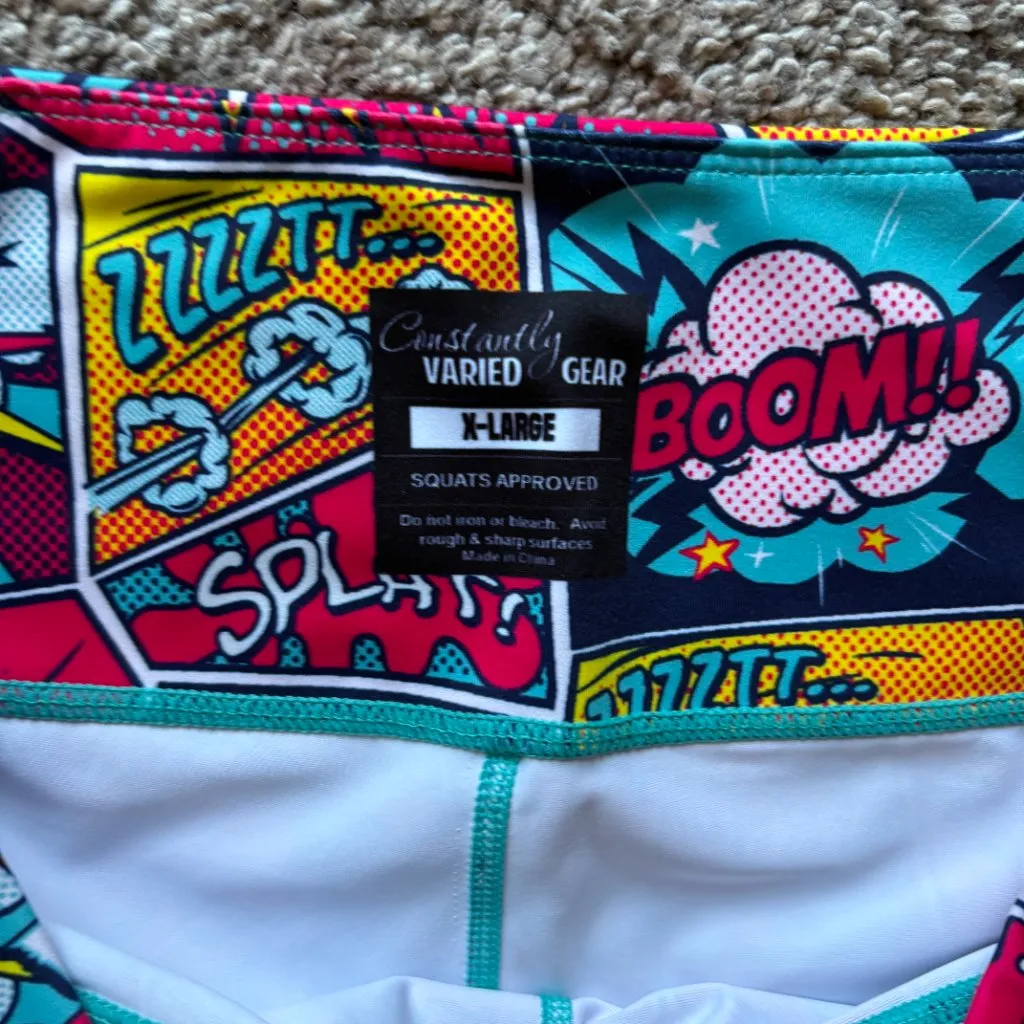 Constantly Varied Gear Comic Strip Legging Cropped Womens Athletic Stretchy XL Pink - Image 5