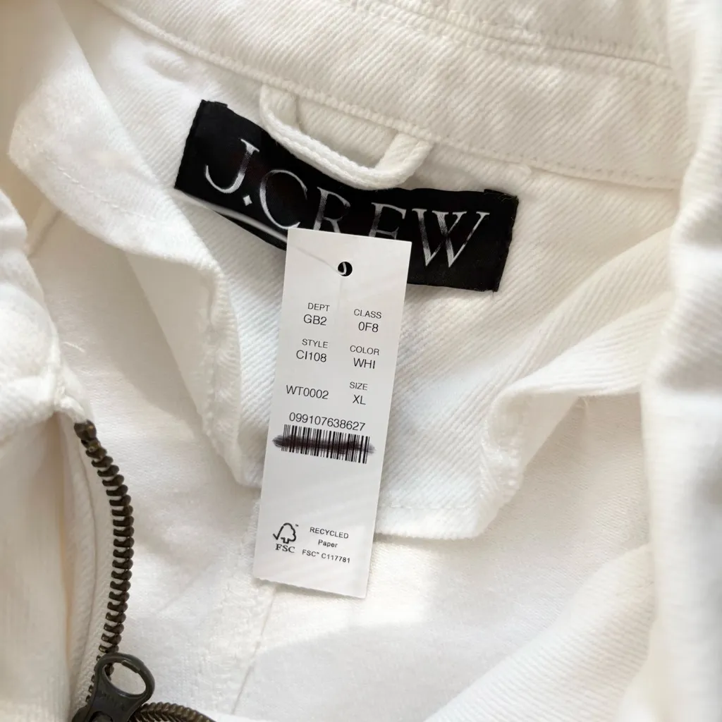 NWT J. Crew Short Barn Jacket™ Cotton Twill White - Image 4