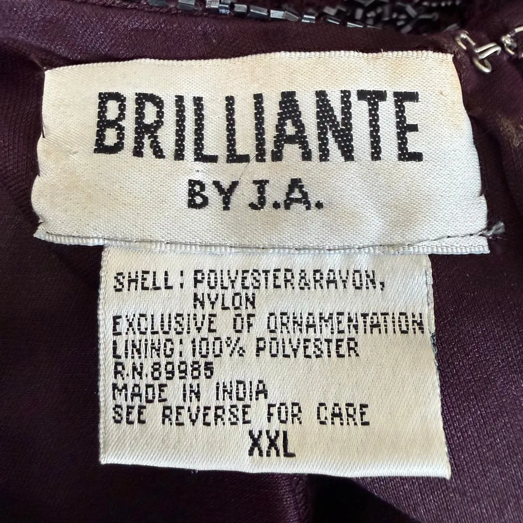 Vintage Brilliante by J.A. Plum Beaded Lace Formal Dress Size XXL Purple - Image 11