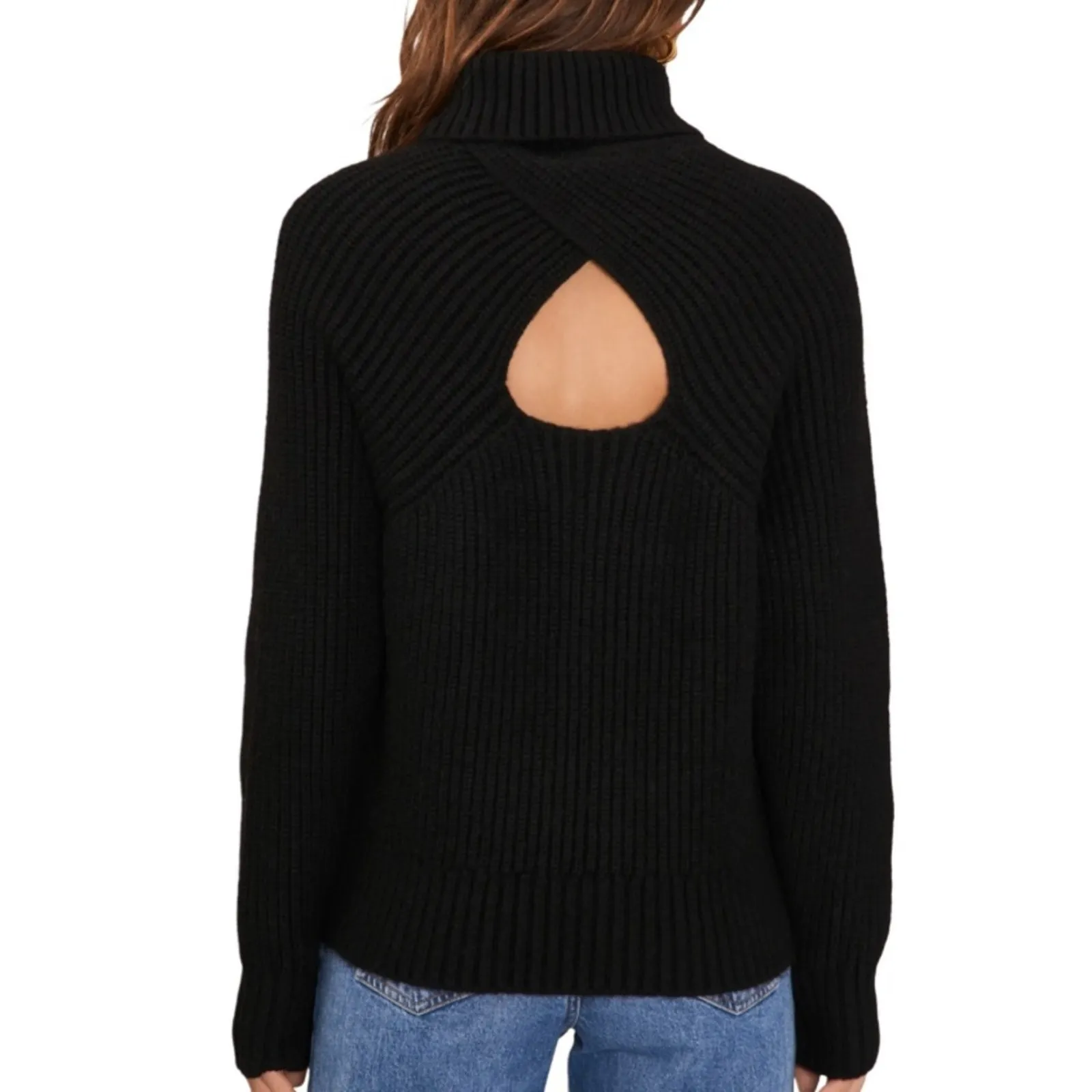 1. State Back Cutout Turtleneck Sweater - Gray Size XS - Image 2
