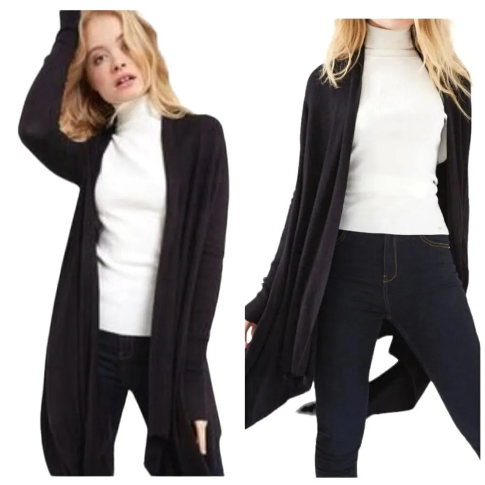 Ted Baker London Charcoal Gray Kristo Waterfall‎ Asymmetric Cardigan Sweater 8 - Image 2