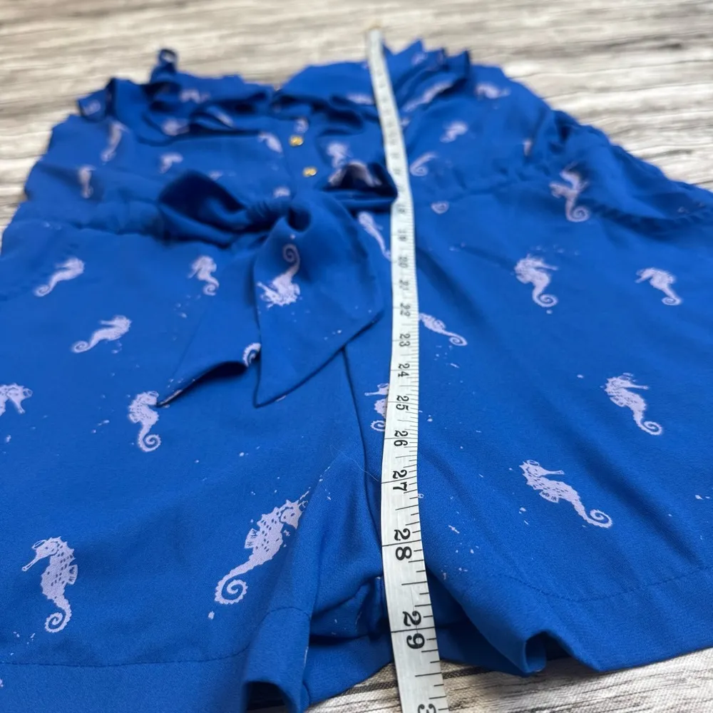 L'Amour Nanette Lepore Women's Seahorse Romper Blue White S SM Small Camisole - Image 12