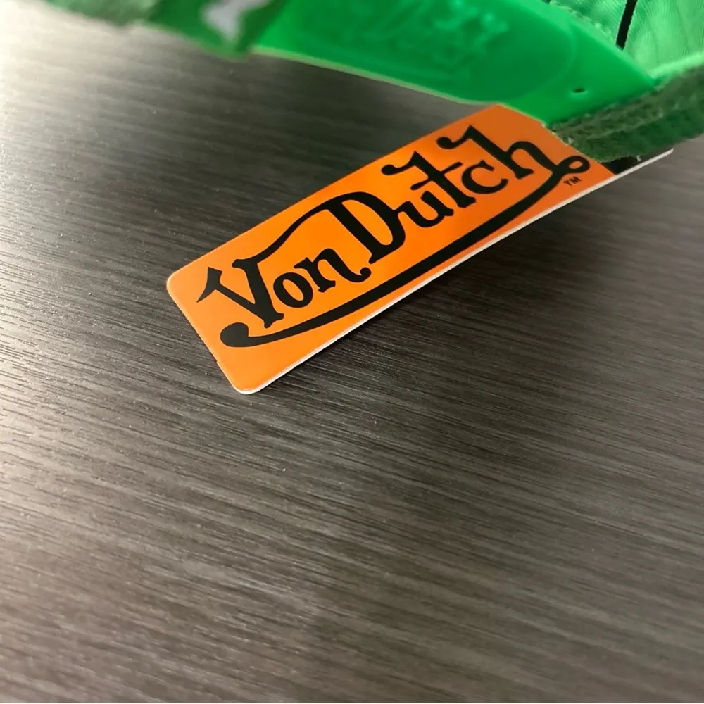 Von Dutch  Trucker Hat Lime Green Velvet Embroidered Logo Patch Snapback Cap - Image 9