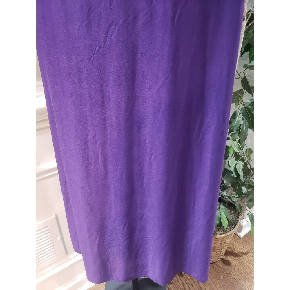 Women's Purple Solid Polyester Halter Neck Sleeveless Casual Long Maxi Dress S - Image 4