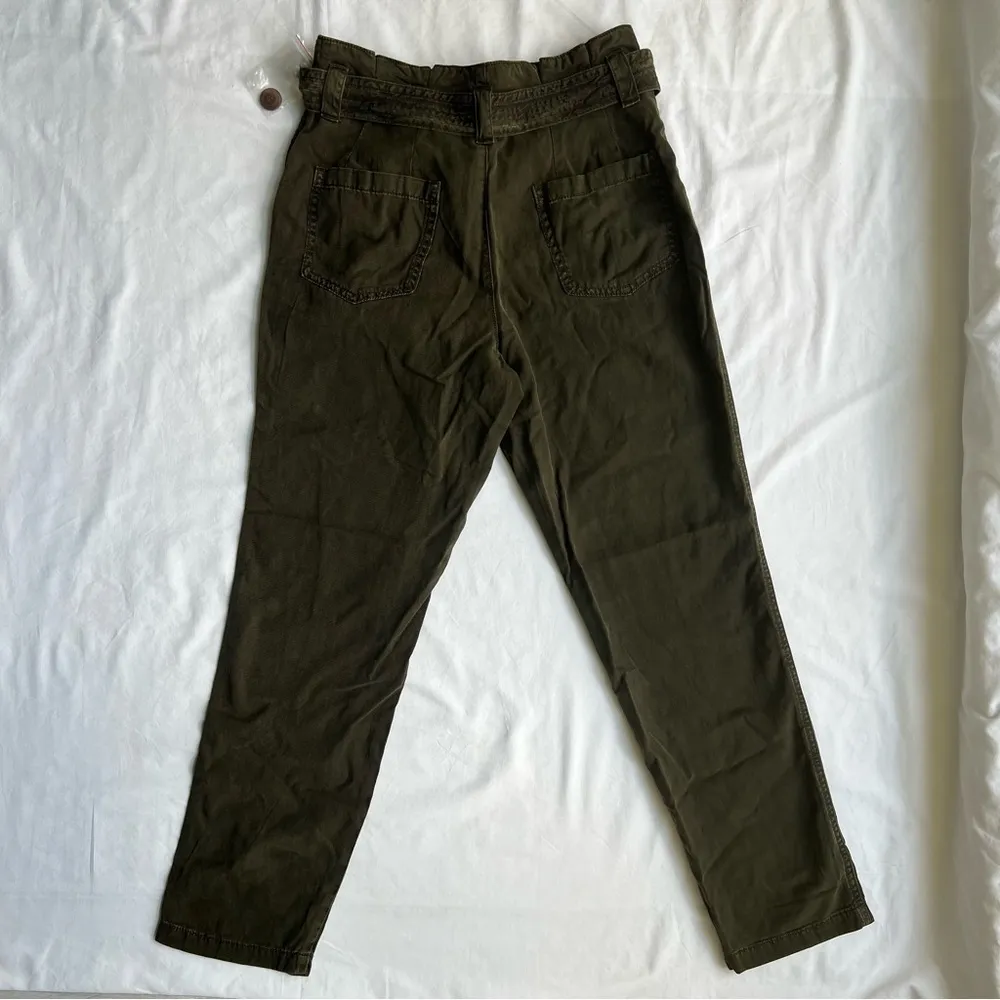 Maurices high waisted paper bag tencel pants dark green. Size 4 nwt - Image 2