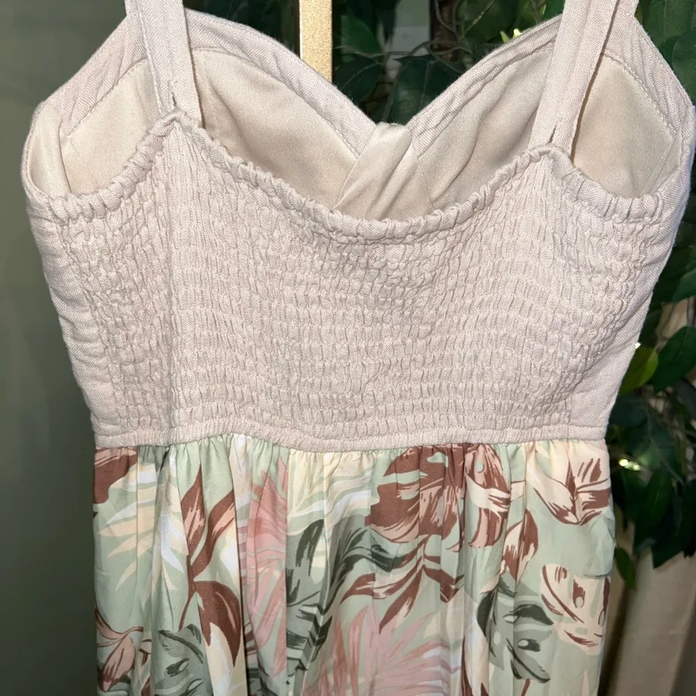 BAND OF THE FREE Spaghetti Strap Linen and Polyester Floral Split Leg Jumpsuit S - Image 8