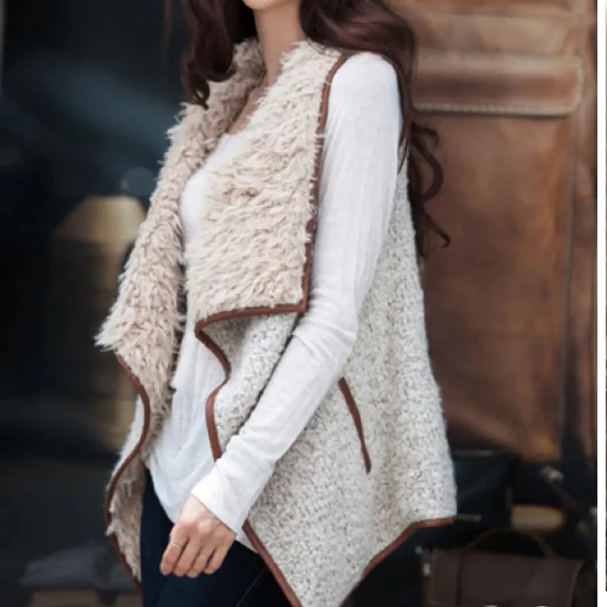 Love Tree OPEN FRONT SHERPA VEST WITH POCKETS - Image 9