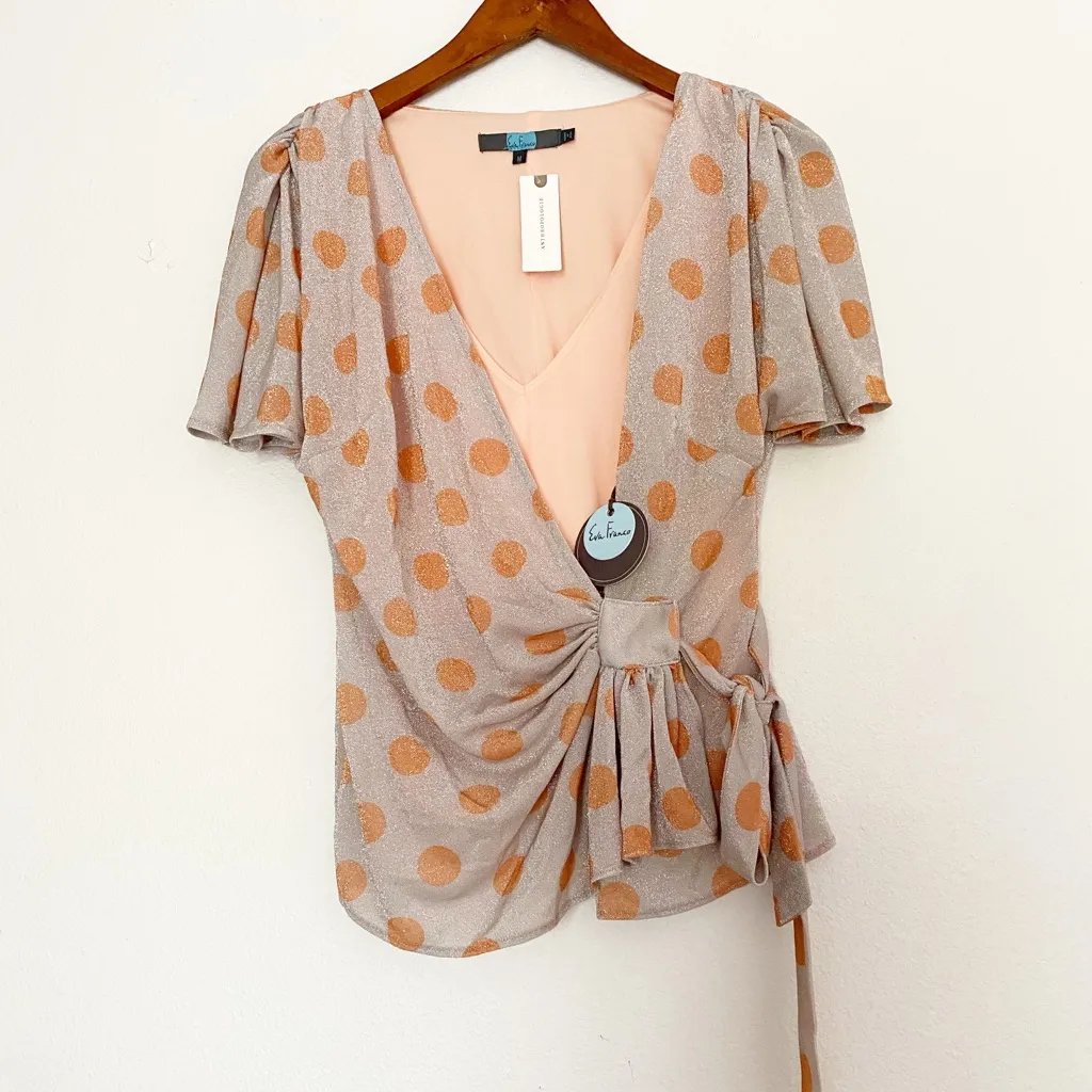 NWT Anthropologie Eva Franco Sweet water Top Polka dot Wrap Style - Image 6