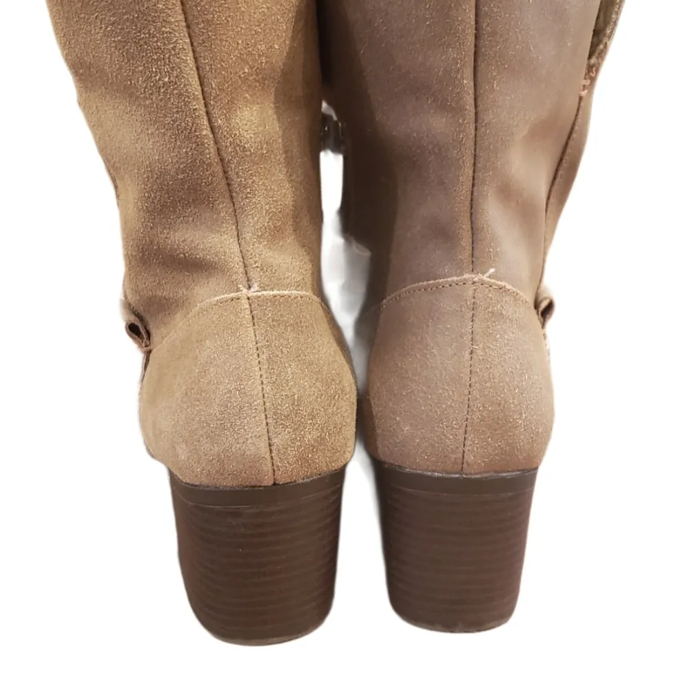 Eddie Bauer Tan Sherpa Fleece Ankle Leather Bootie Shoe Size 8 - Image 7