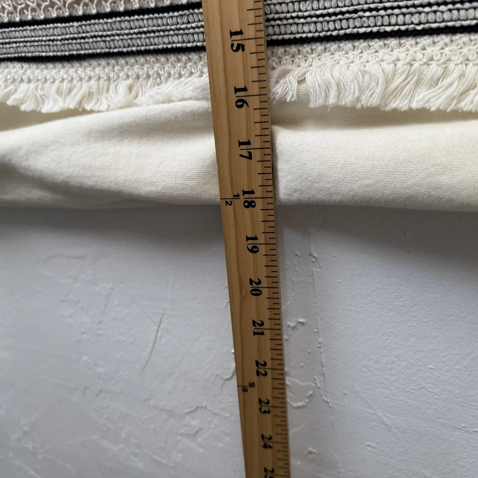 Moon‎ River Dress Womens Medium Cream Black Fringe Boho Short Sleeve Mini Dress - Image 6