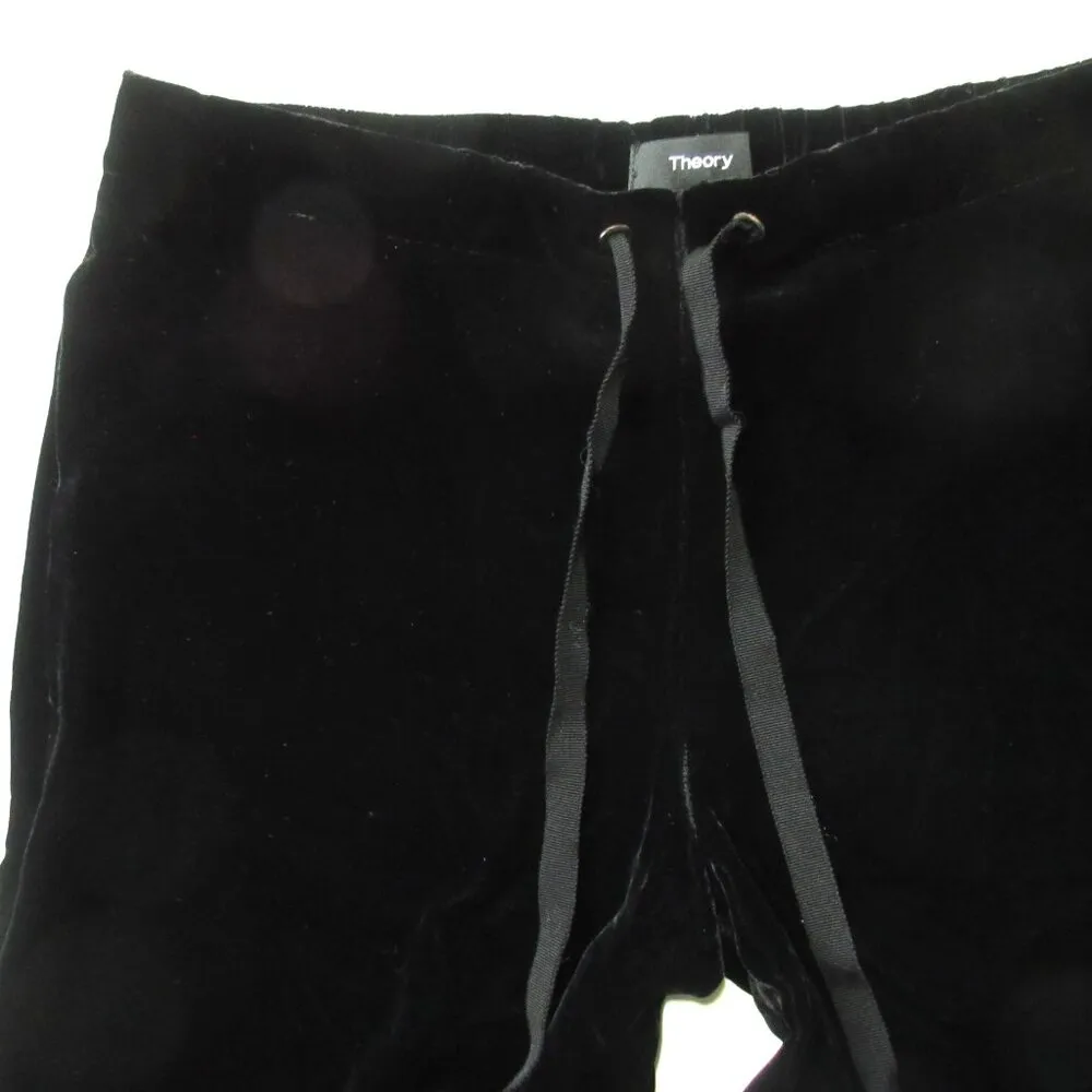 NWT Theory Winszlee in Black Fixture Matte Velvet Drawstring Relaxed Pants P XS - Image 8