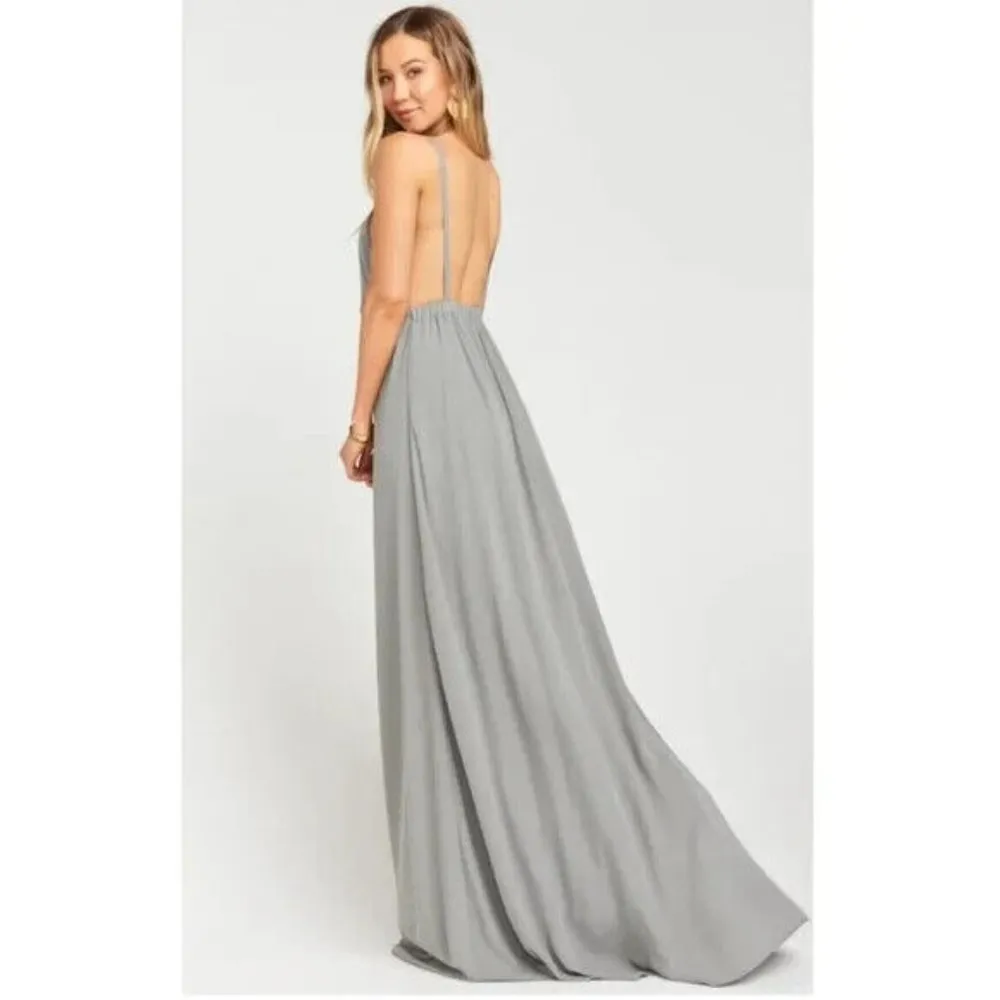 Show Me Your Mumu Amanda Maxi Dress Backless Soft Charcoal Crisp Gray L - Image 3