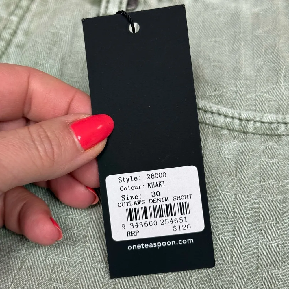 One Teaspoon Outlaws MidWaist MidLength Boyfriend Denim Shorts Khaki Size 30 NWT - Image 5