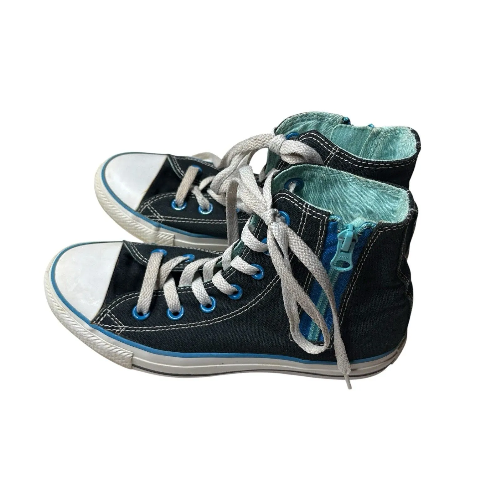 Converse Chuck Taylor All Star Sneakers High Top Double Tongue Blue Black Sz 6 - Image 8