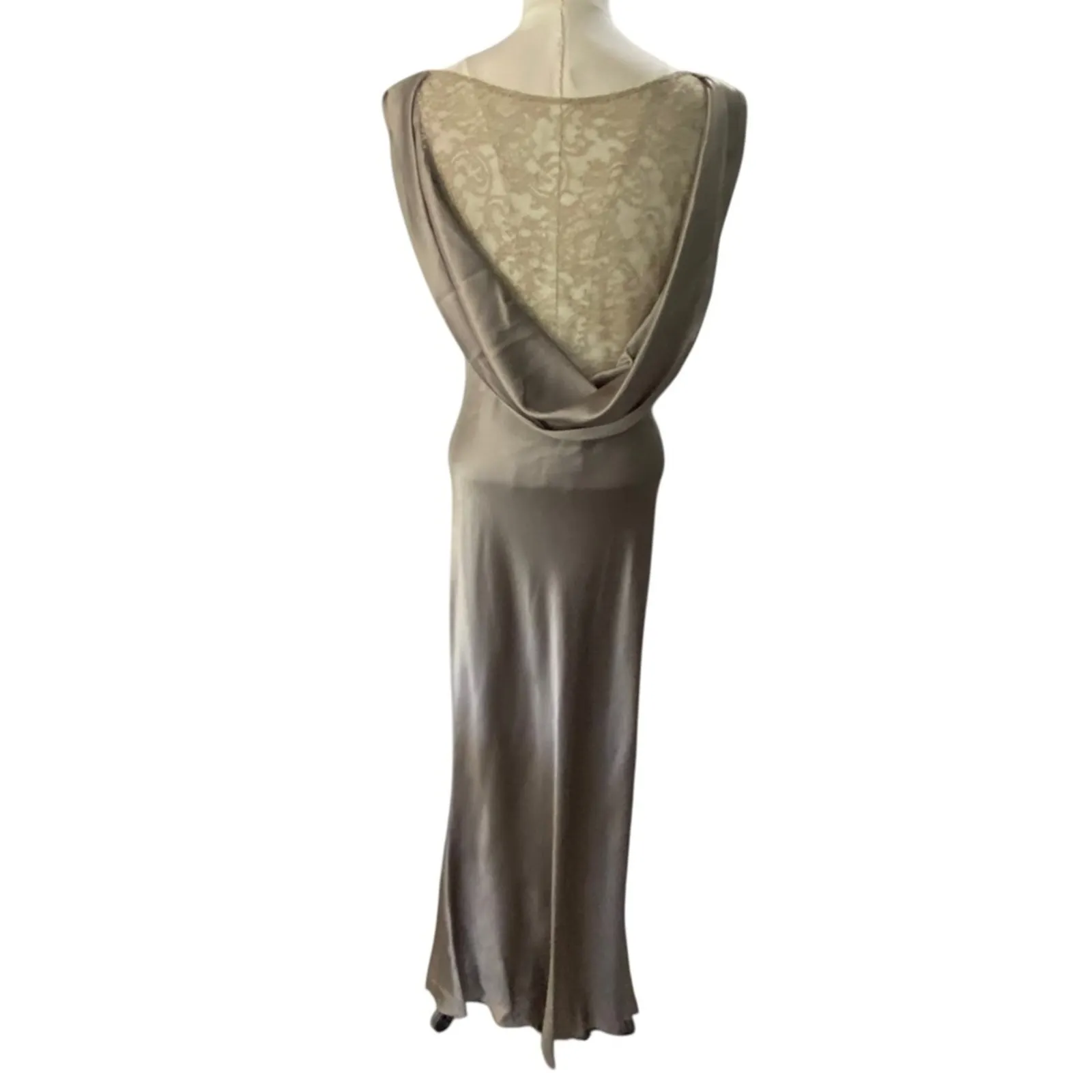 Vera Wang Silk cowl neck Dress Size 2 in champagne floor length cocktail party - Image 5