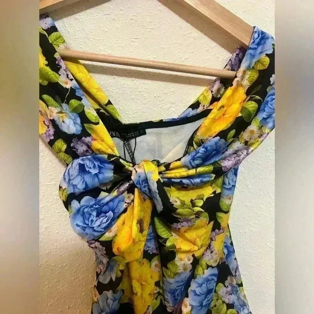 ZARA Floral Bodysuit Off the Shoulder,Twist Knot,Size Small,Women's,NWT - Image 3