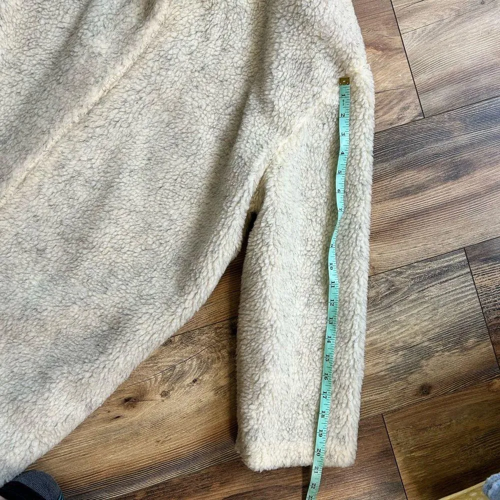 Vintage Faux Fur Sherpa Teddy Jacket Cream Handmade Open Front Mob Wife Size XL - Image 8