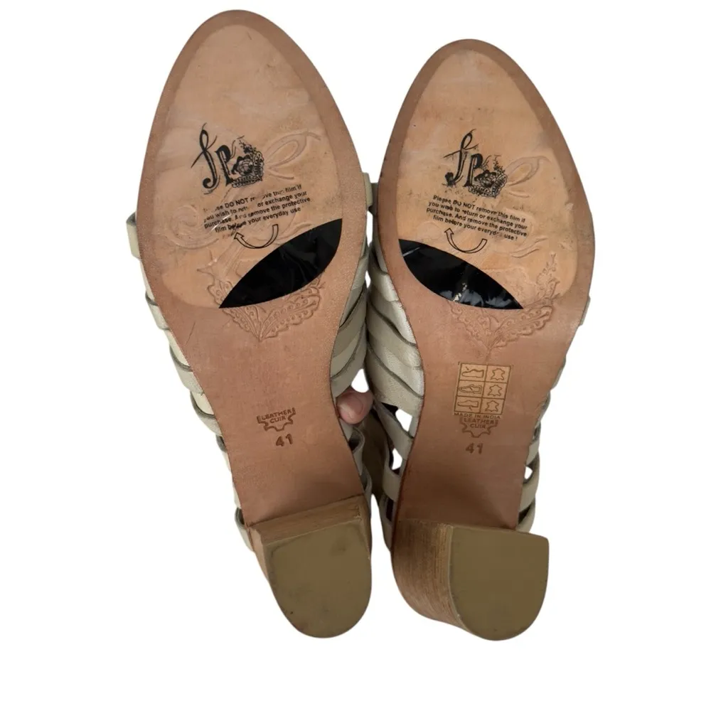 Free People Byron Strappy Mules Block Heel Leather Gray Size 41 USA 10 Cowgirl - Image 8