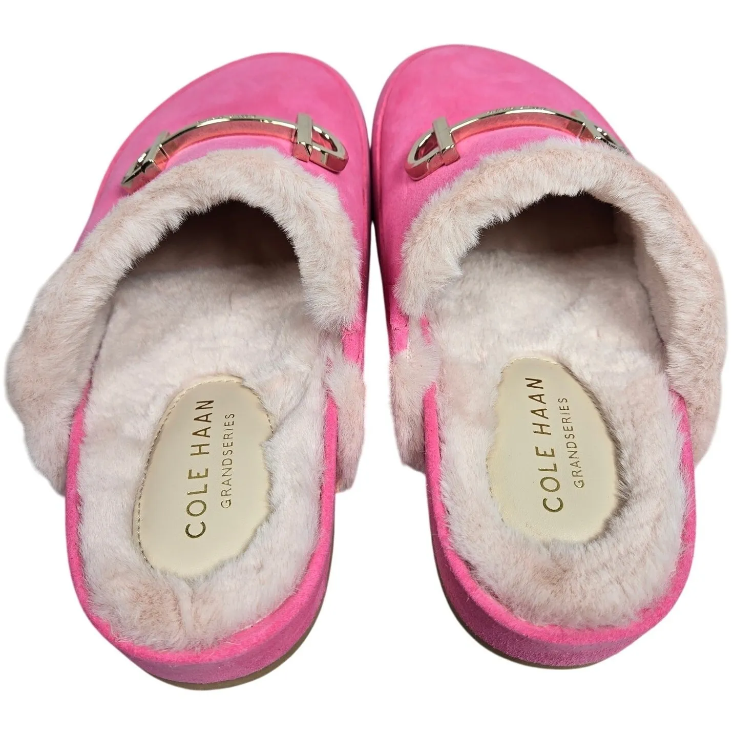 Cole‎ Haan Mc Ada Mule Slippers Hot Pink Suede Faux Fur Lined Size 5.5B - Image 7