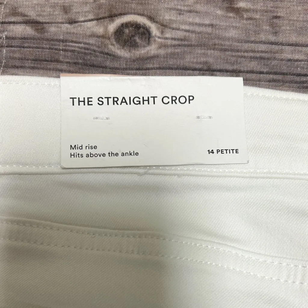 Ann Taylor Factory White Straight Crop Mid Rise Stretch Jeans 14 Petite NWT FLAW - Image 7