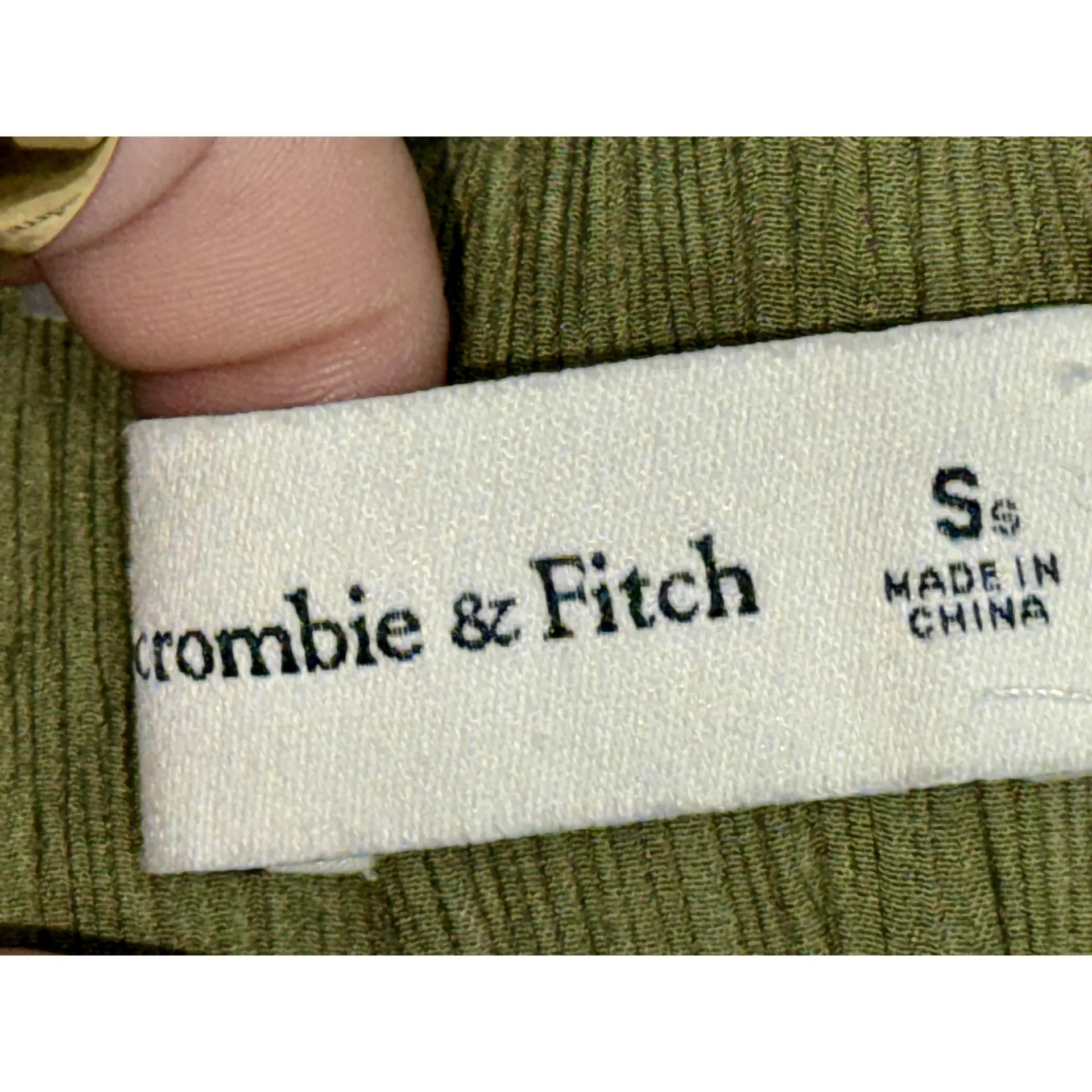 NEW Abercrombie & Fitch Olive Green Crinkle Elastic Lounge Wide Leg Pants Size S - Image 4
