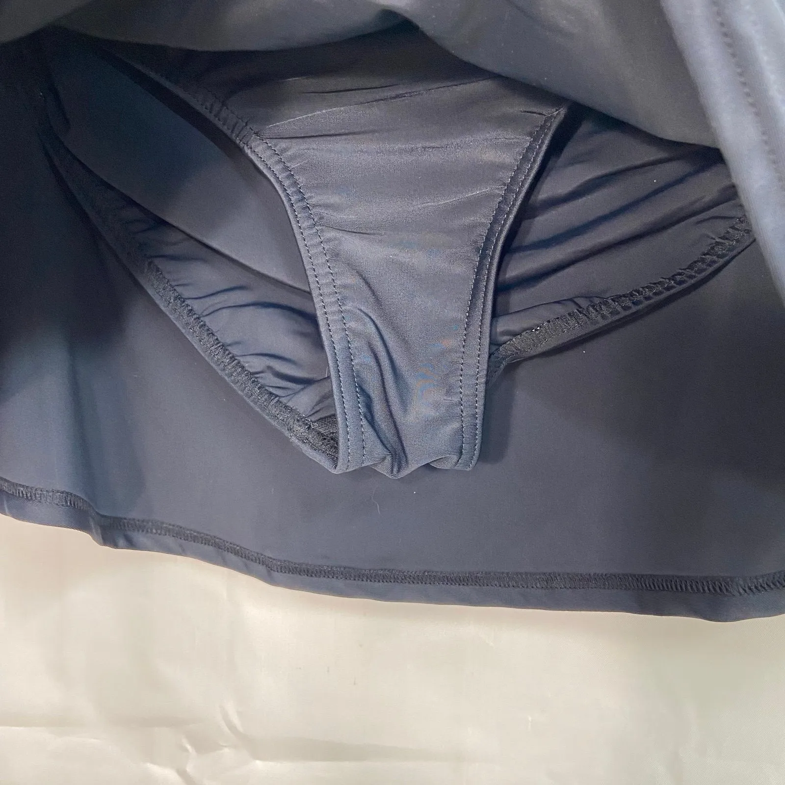 NEW‎ ZEROXPOSUR Swimwear women's black gray stripe stretch bathing suit skirt 10 - Image 4