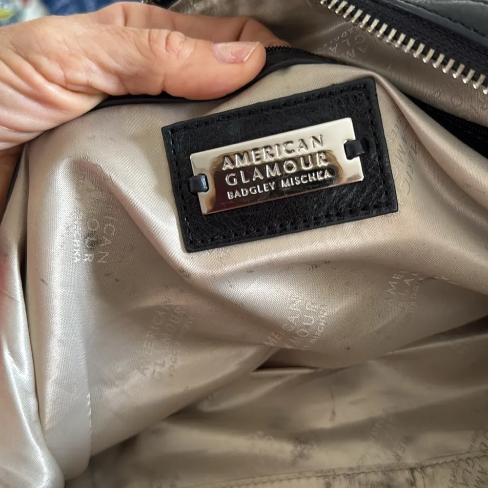 black leather studded silver  BADGLEY MISCHKA American Glamour  shoulder bag - Image 10