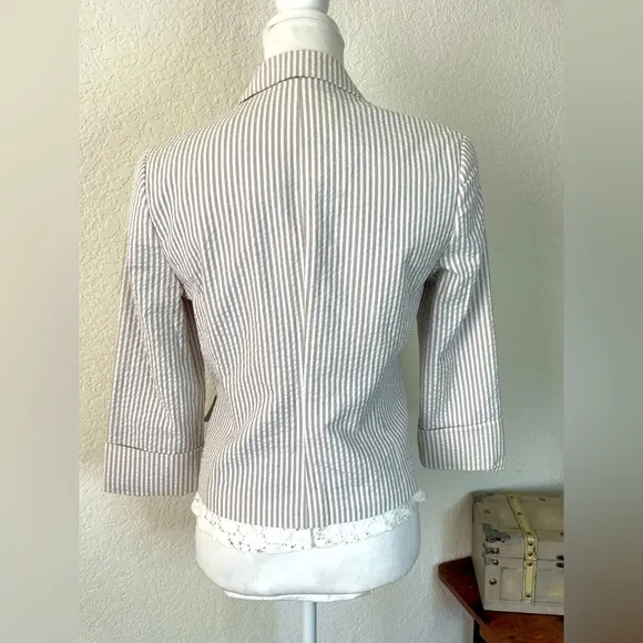 Anthropologie Tabitha Tan and White Summer Jacket, Size 6‎ - Image 3