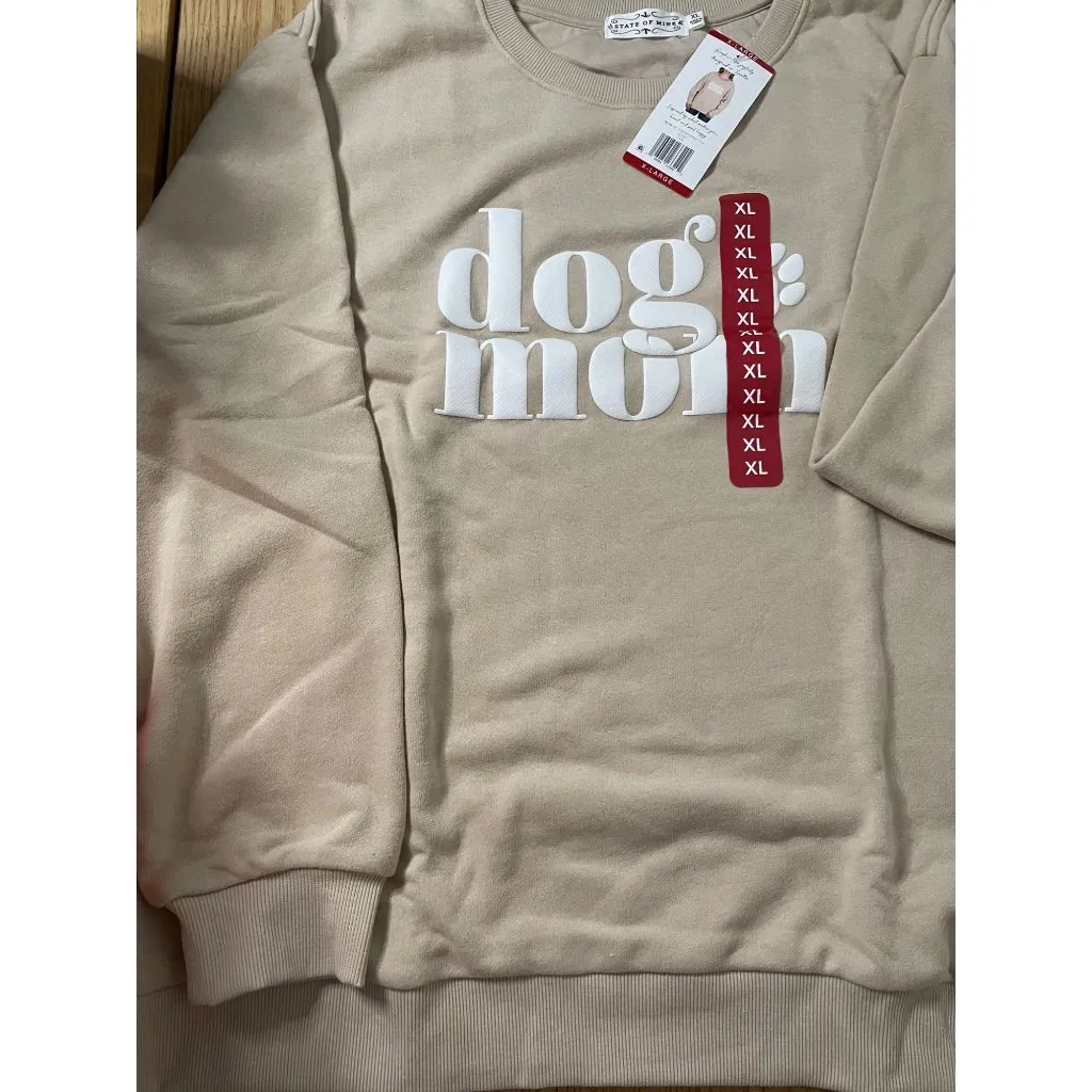 New Women’s State of Mind Dog Mom Sweatshirt Tan Oatmeal size XXL - Image 3