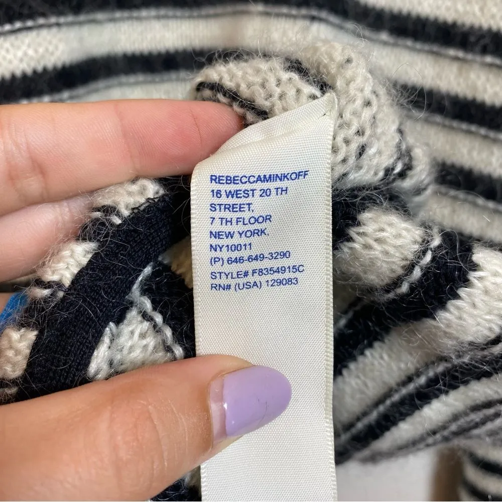 Rebecca Minkoff Worth Striped Split Back Mohair/Wool Knit Sweater Sz Medium - Image 12