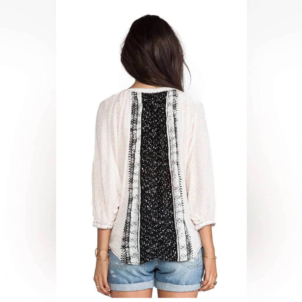 Free People Womens Days of Romance Button Blouse Flowy Mixed Media Size M - Image 3