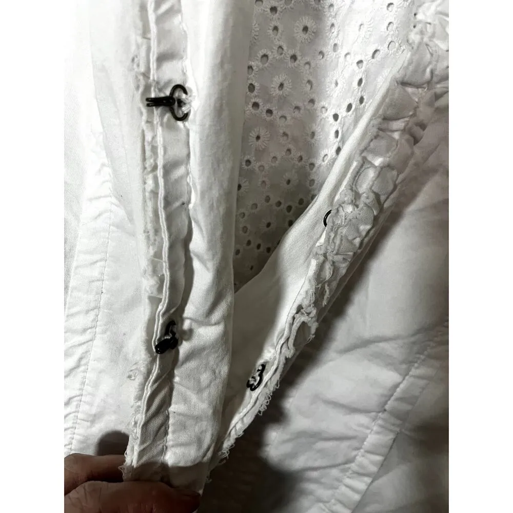 AMI Women’s White Cotton Jacket 1X eyelet cotton ruffle cottagecore prairie Size XL - Image 5