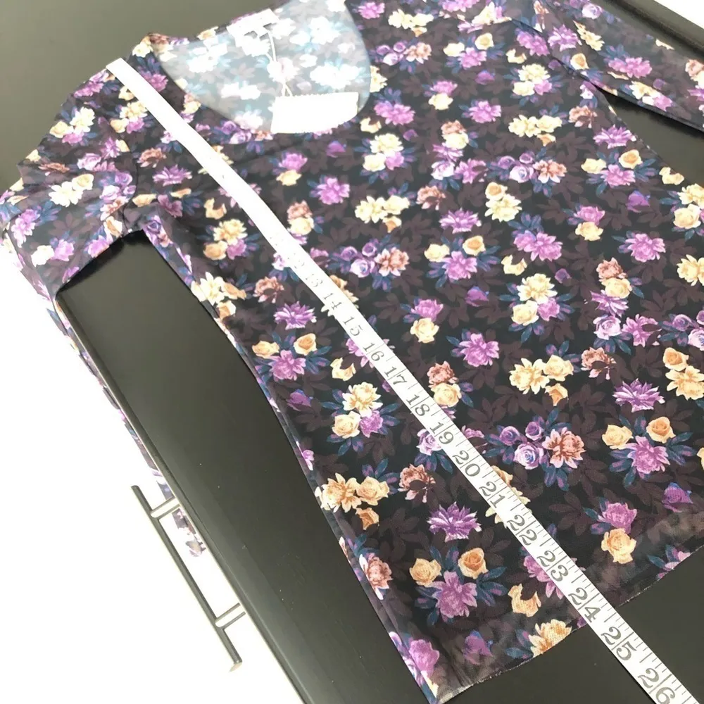 BAUM UND PFERDGARTEN Jenilyn Floral Mesh Top long sleeve, purple, size S NWT Black - Image 9
