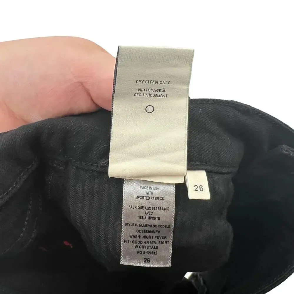 Alice + Olivia Good High-Rise Mini Skirt Crystal‎ Stripes Denim Black Size 26 - Image 10