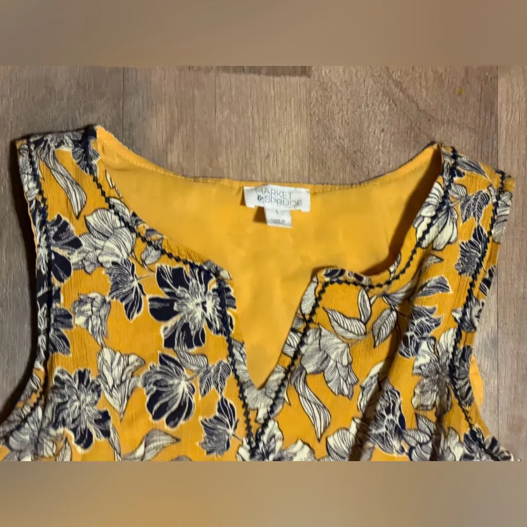 Market & Spruce Yellow and Black Floral Dress size large - Image 2