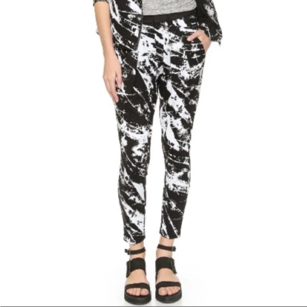 Helmut Lang Abstract Marble Jogger Pants XS Black Artsy Edgy Neo Deco Ankle Rock - Image 2