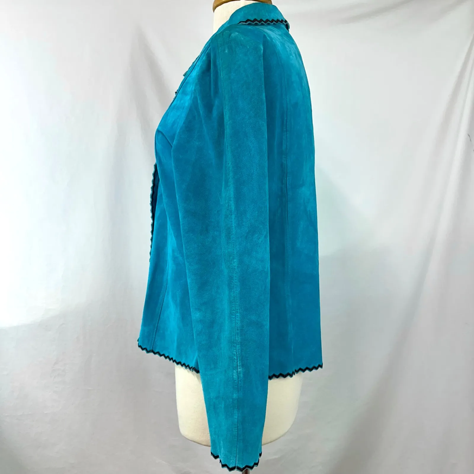 BOB MACKIE STUDIO Turquoise Suede Leather Jacket Blazer Southwestern Women's 10 - Image 6