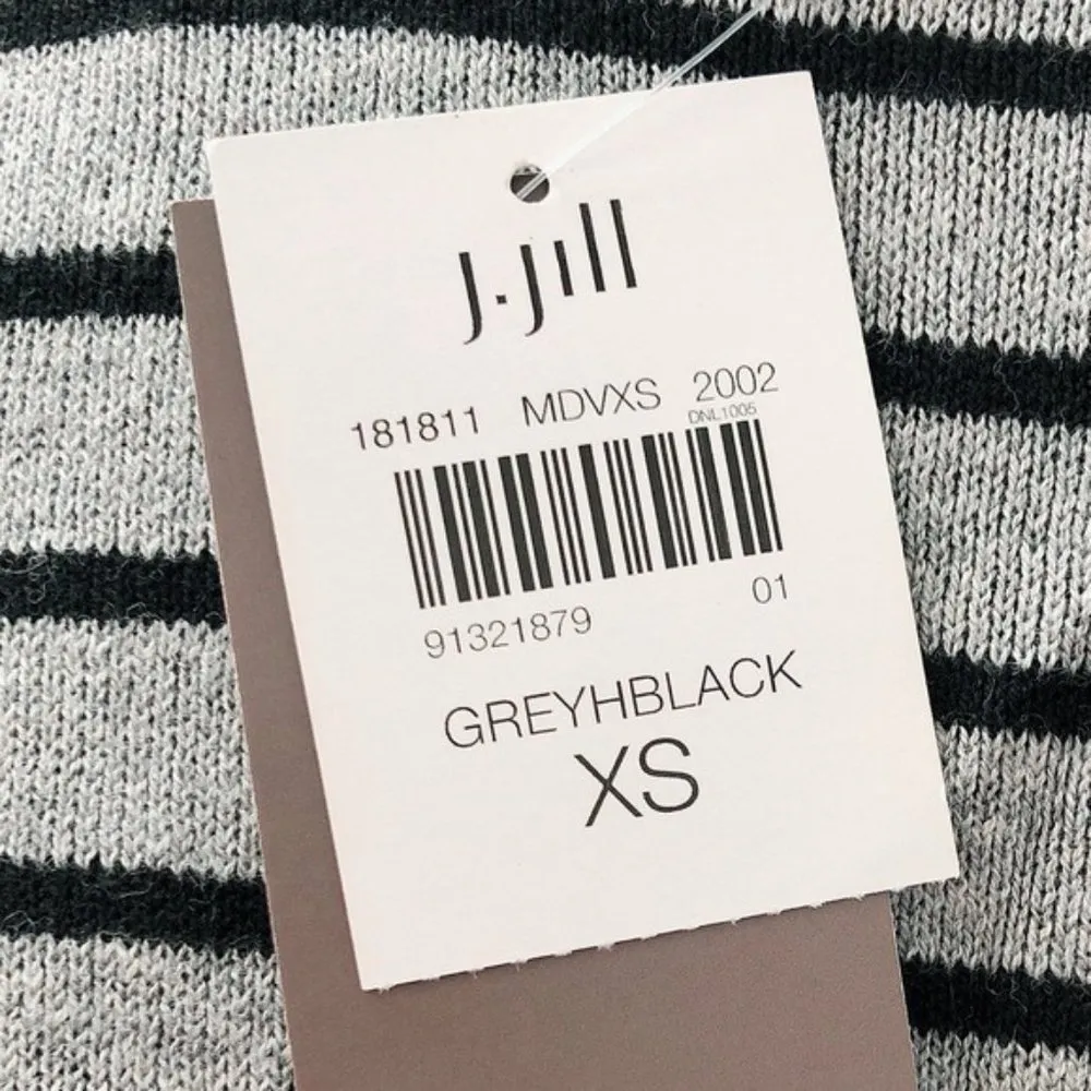 J.Jill Reversible Sweater Dress Black Grey Stripes Cotton Knit Size XS New w/Tag - Image 13