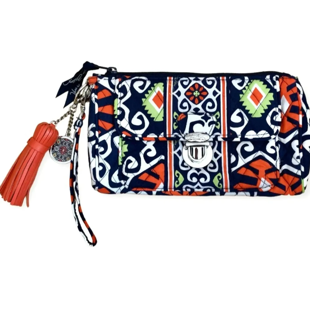 Vera Bradley Pushlock Wristlet Wallet Extra Keychains Retired Sun Valley - Image 3