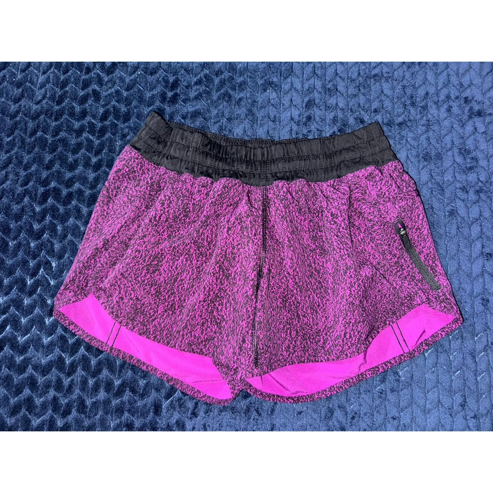 Lululemon Women's Run‎ Times Shorts Speckled Foil Magenta Purple Black Size 6 - Image 5