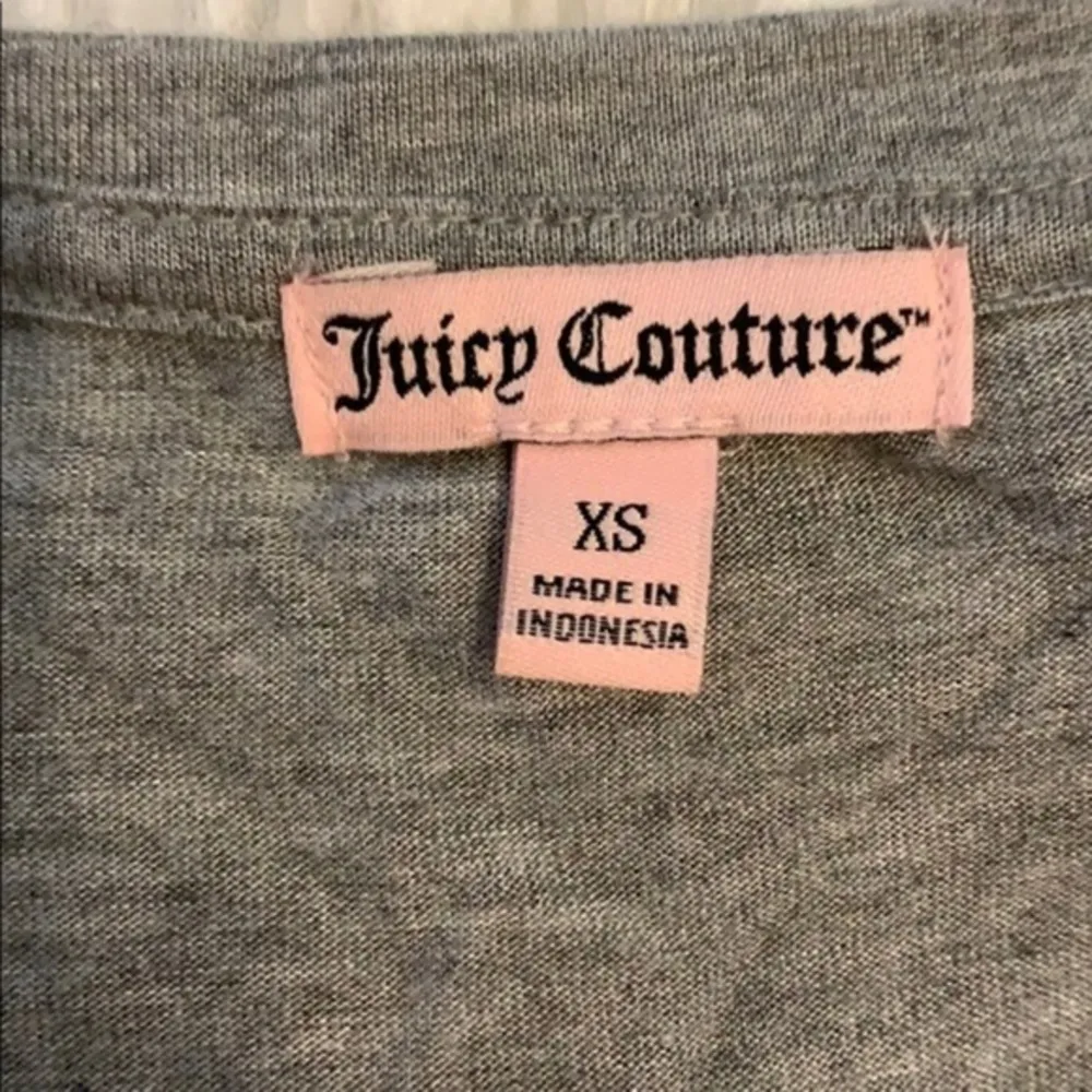Juicy Couture “Call My Agent” V Neck Tee Sequins Grey V Neck Tee Neon XS Vintage - Image 15