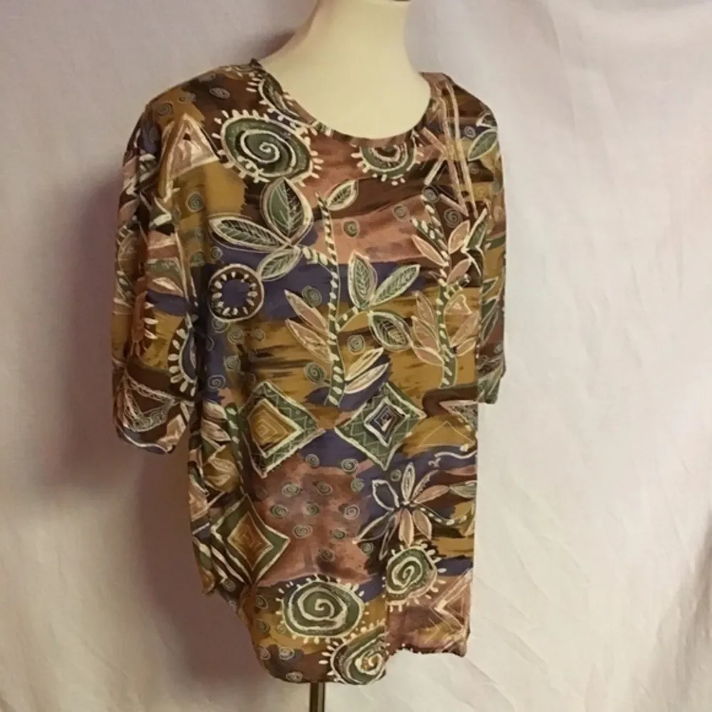 Vintage 80s funky artistic autumn fall leaves tunic Size M - Image 9