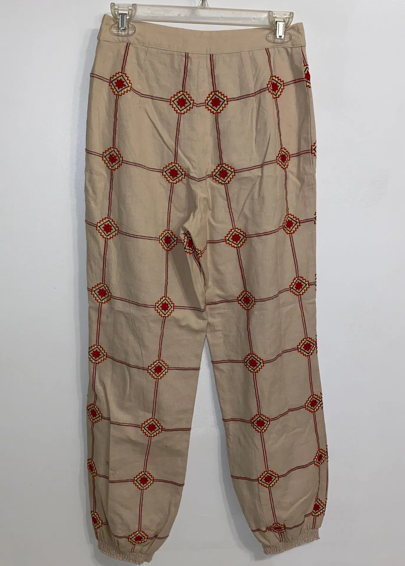 NWT $138  Ivory Lattice Embroidered Joggers XS - Image 6
