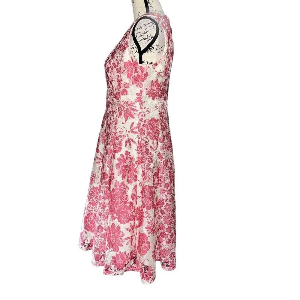 Danny‎ & Nicole pink & white lace sleeveless dress 4 - Image 2