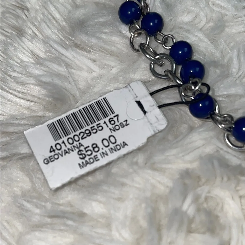 NWT $58 Chico's Blue Beaded Necklace with Glossy Finish - Image 6