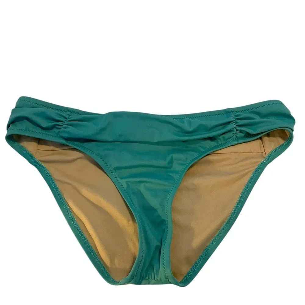 J Crew Green Banded Pleated Swim Bikini Bottom Y2K Small NWOT - Image 5